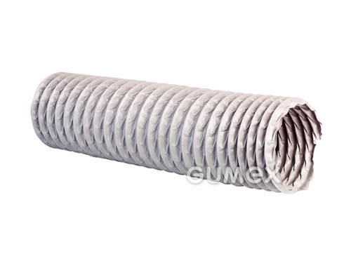 Vzduchotechnická hadica pre horúce plyny EOLO TERMORESISTENTE, 40mm, textil-PVC, pružná oceľová špirála, -20°C/+100°C, šedá